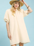Umgee Cream Serenity Linen Blend Ruffle Mini Dress-Women's Dresses-Shop Z & Joxa