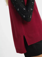 Umgee Crimson Glow High-Low Turtleneck Sleeveless Sweater Top-Women's Shirts & Tops-Shop Z & Joxa