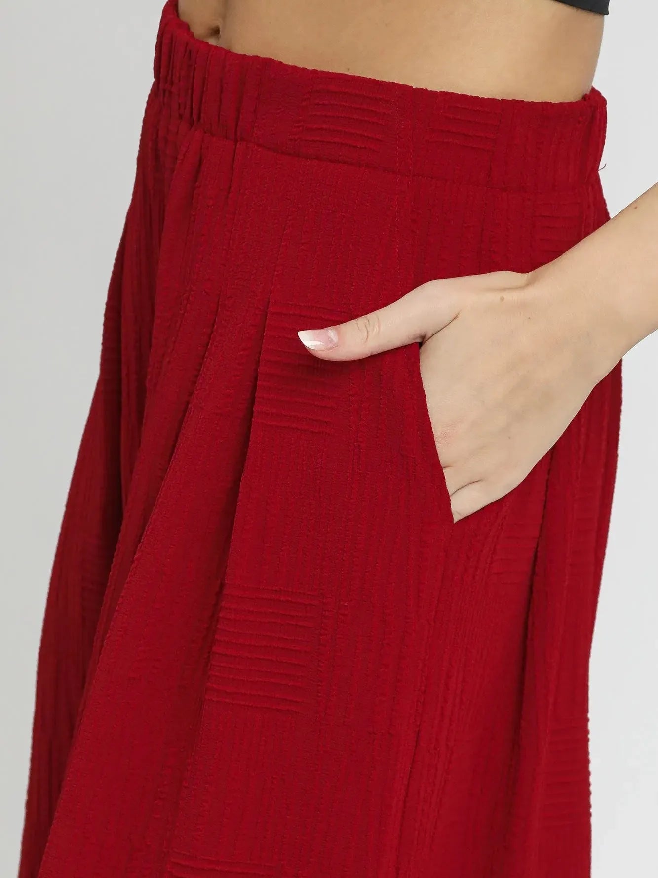 Umgee Crimson Grace High Rise Elastic Waist Palazzo Pants-Women's Pants-Shop Z & Joxa