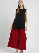 Umgee Crimson Grace High Rise Elastic Waist Palazzo Pants-Women's Pants-Shop Z & Joxa