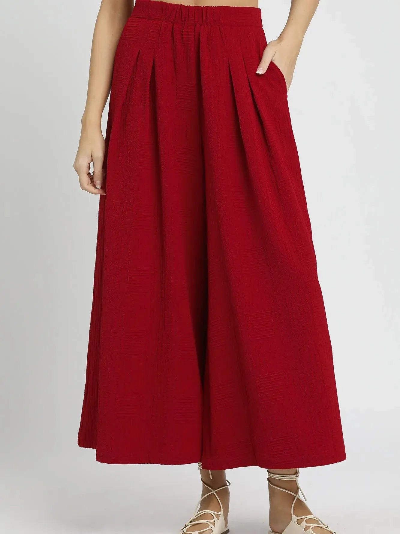 Umgee Crimson Grace High Rise Elastic Waist Palazzo Pants-Women's Pants-Shop Z & Joxa