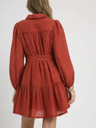 Umgee Crinkle & Dazzle Button-Front Tiered Mini Dress-Women's Dresses-Shop Z & Joxa