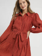 Umgee Crinkle & Dazzle Button-Front Tiered Mini Dress-Women's Dresses-Shop Z & Joxa