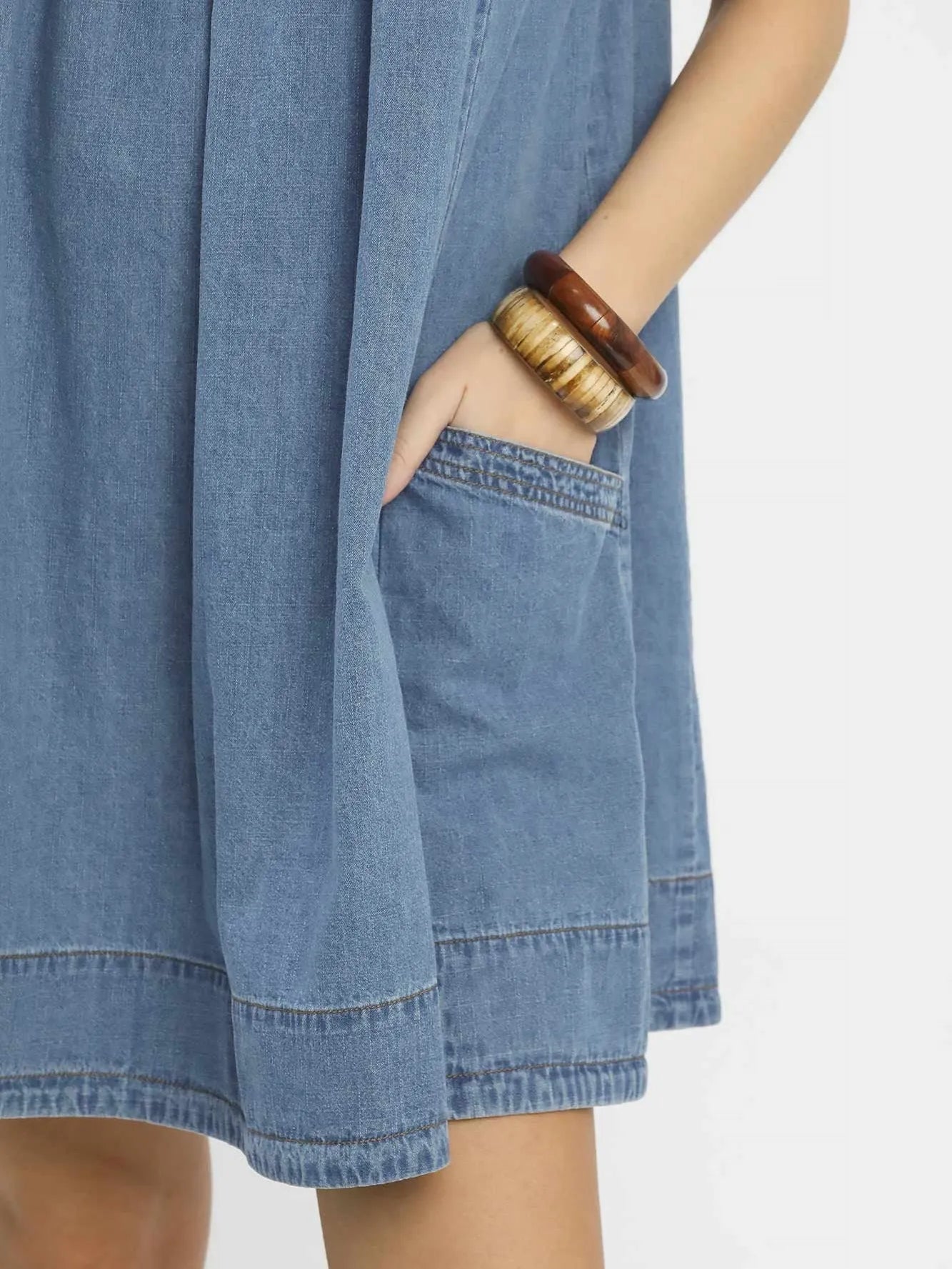 Umgee Denim Daydream Stone Washed Denim Mini Dress-Women's Dresses-Shop Z & Joxa