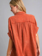 Umgee Desert Sunset Cotton Gauze Mineral Wash Button Down Shirt-Women's Shirts & Tops-Shop Z & Joxa