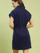 Umgee Drawn to Navy Dolman Sleeve Zip Detail Mini Dress-Women's Dresses-Shop Z & Joxa