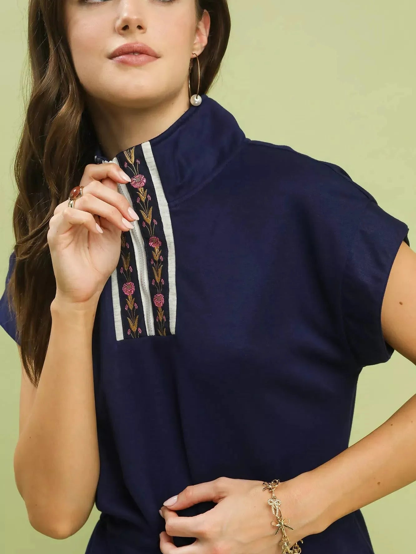 Umgee Drawn to Navy Dolman Sleeve Zip Detail Mini Dress-Women's Dresses-Shop Z & Joxa