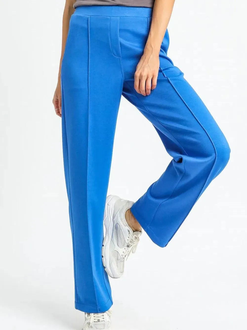 Umgee Easy Does It High Waisted Wide Leg Pants in Sky Blue-Women's Pants-Shop Z & Joxa