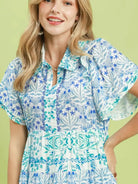 Umgee Floral Flirt Tiered Mini Dress with Flutter Sleeves-Women's Dresses-Shop Z & Joxa
