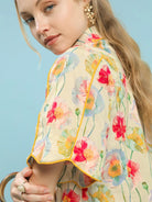 Umgee Floral Print Button-Down Blouse with Flutter Sleeves-Women's Shirts & Tops-Shop Z & Joxa