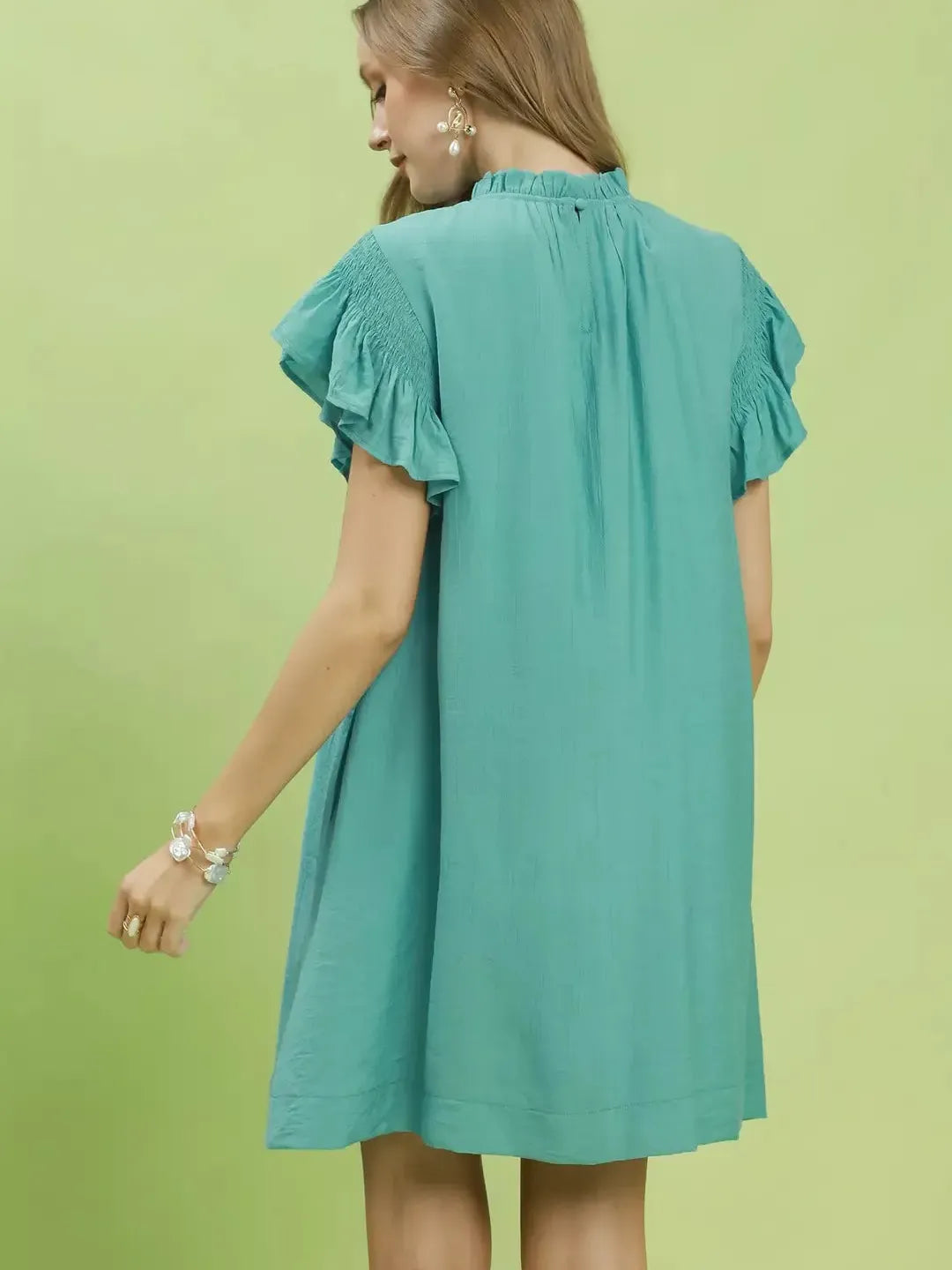 Umgee Flutter me Pretty Ruffle Flutter Sleeve Mini Dress-Women's Dresses-Shop Z & Joxa