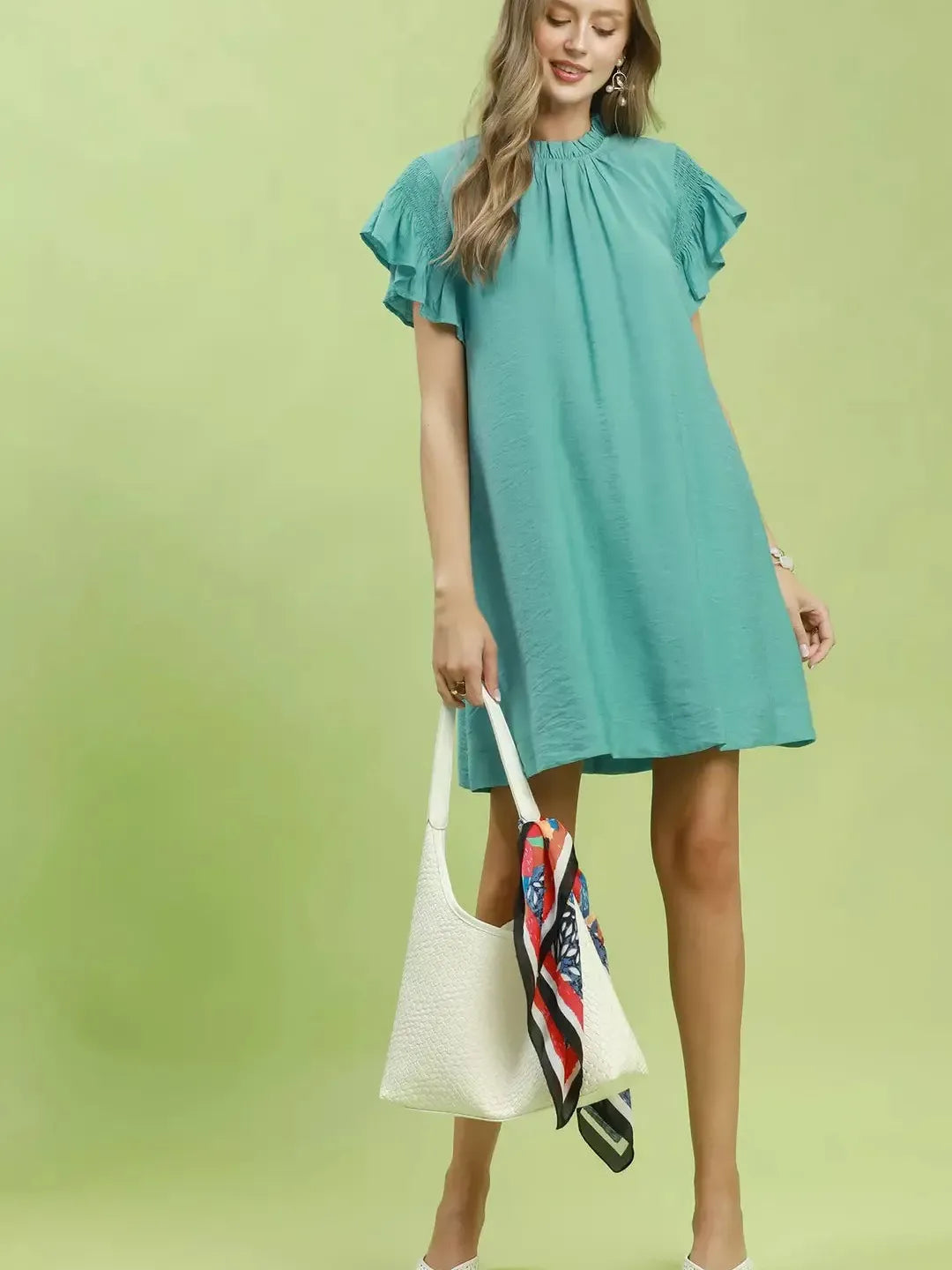 Umgee Flutter me Pretty Ruffle Flutter Sleeve Mini Dress-Women's Dresses-Shop Z & Joxa