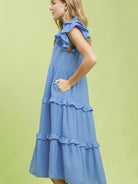 Umgee Forget Me Not Ruffle Sleeve Tiered Midi Dress-Women's Dresses-Shop Z & Joxa