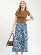 Umgee Free Spirit Stone Washed Floral Wide Leg Crop Pants-Women's Jeans-Shop Z & Joxa