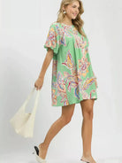 Umgee Fresh Bloom Boho Floral Print Mini Dress with Pockets-Shop Z & Joxa