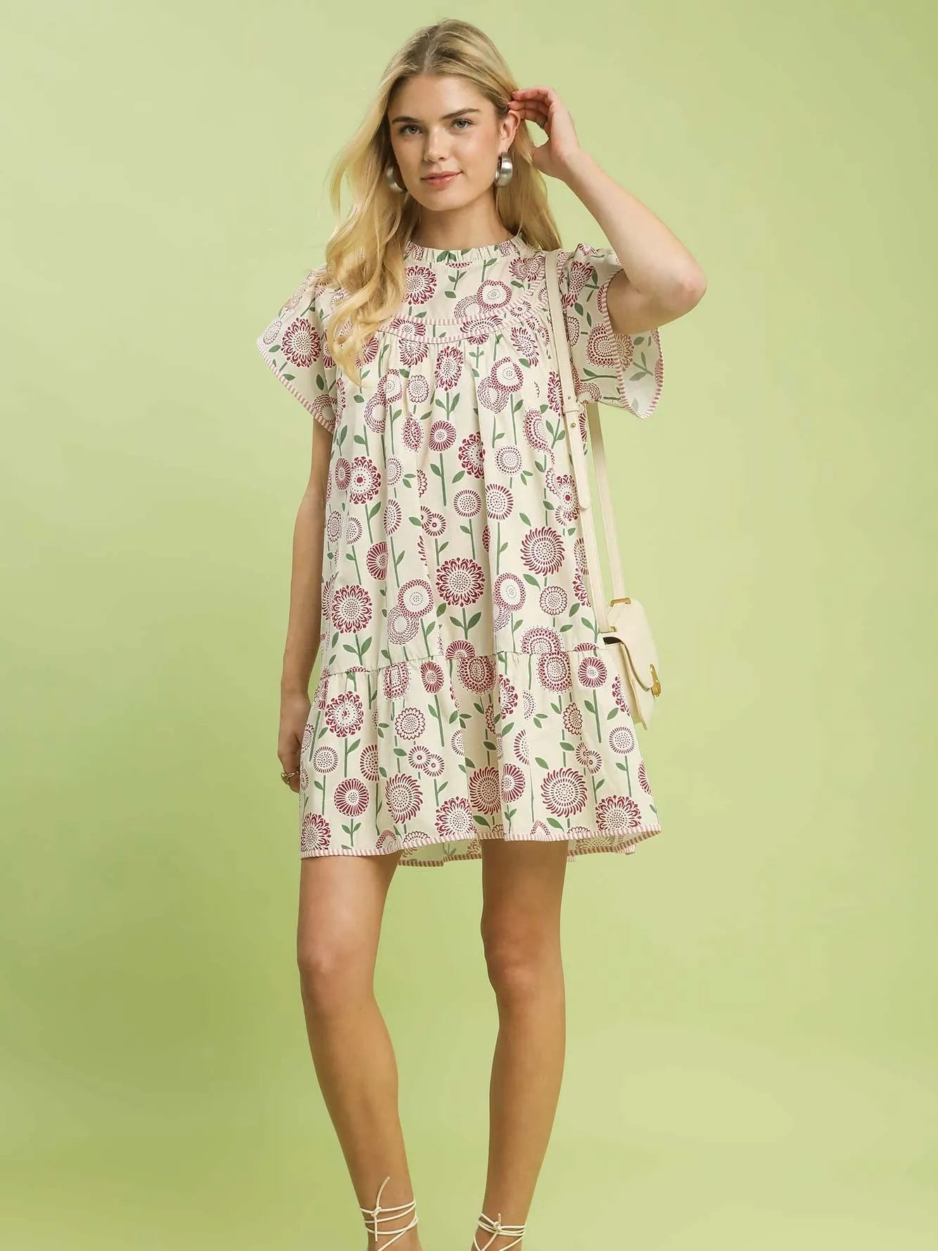Umgee Garden Daydream Floral Print Tiered Babydoll Dress-Women's Shirts & Tops-Shop Z & Joxa