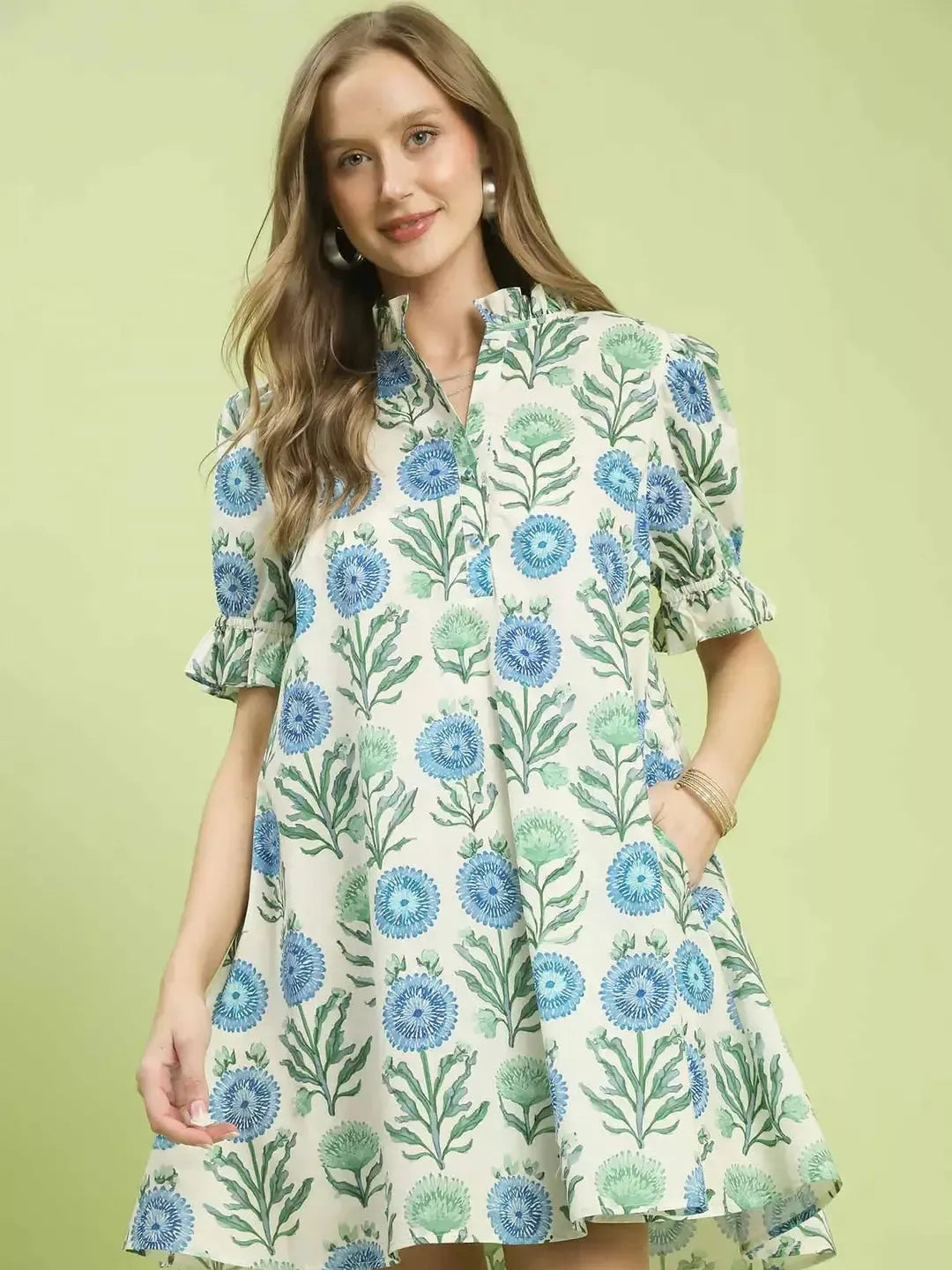 Umgee Garden Daydream Floral Puff Sleeve Babydoll Dress-Women's Dresses-Shop Z & Joxa