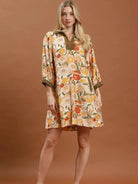 Umgee Garden Groove Mixed Florals Contrast Trim Mini Dress-Women's Dresses-Shop Z & Joxa