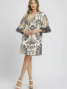 Umgee Gray Geometry Muse Kimono Dress-Women's Dresses-Shop Z & Joxa