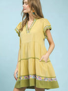 Umgee Honey Blossom Tiered Flutter Sleeve Dress with Floral-Women's Dresses-Shop Z & Joxa
