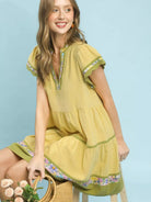 Umgee Honey Blossom Tiered Flutter Sleeve Dress with Floral-Women's Dresses-Shop Z & Joxa