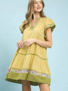 Umgee Honey Blossom Tiered Flutter Sleeve Dress with Floral-Women's Dresses-Shop Z & Joxa