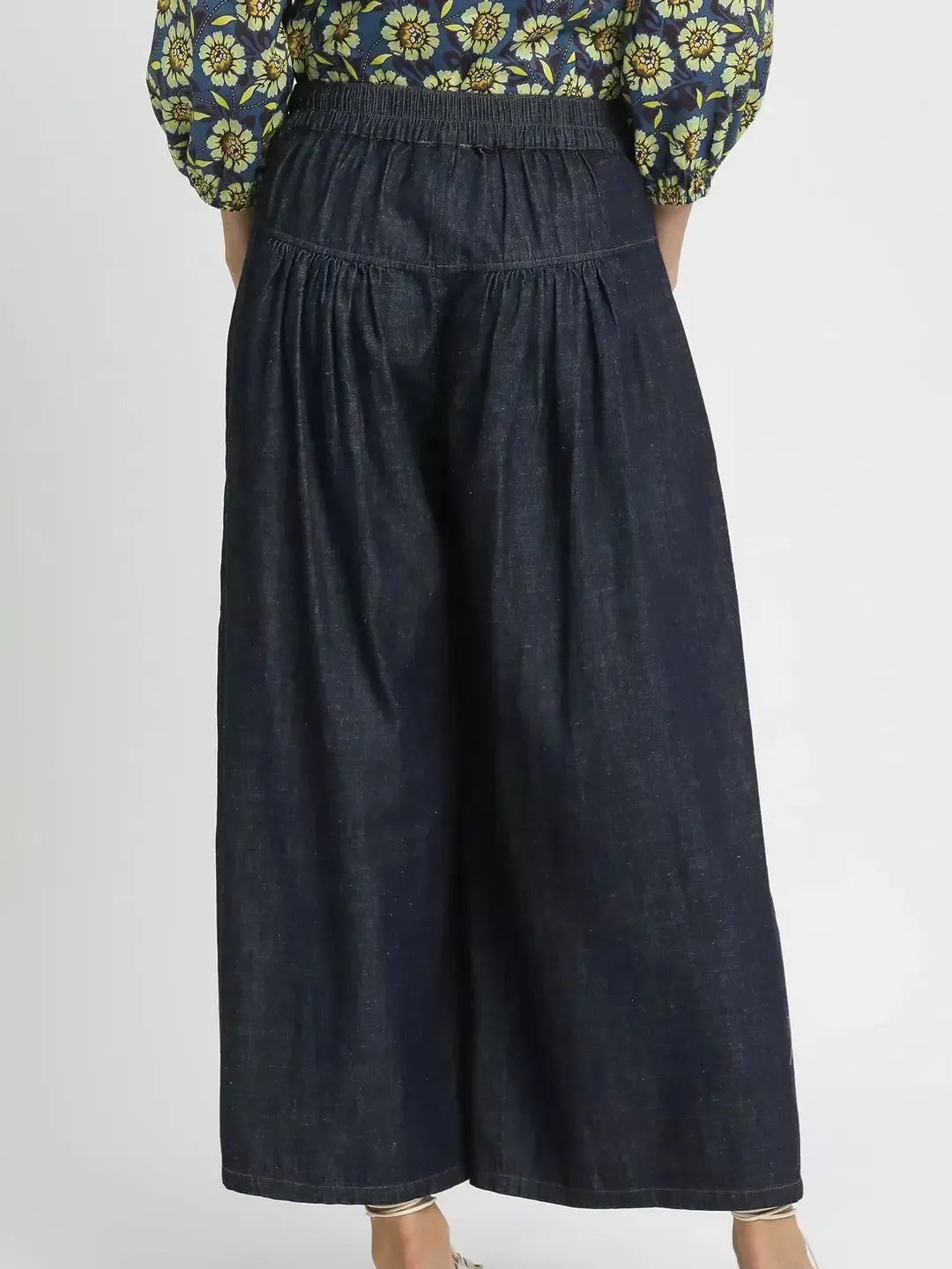 Umgee Indigo Breeze Stone Washed Wide-Leg Button-Front Culottes-Women's Pants-Shop Z & Joxa