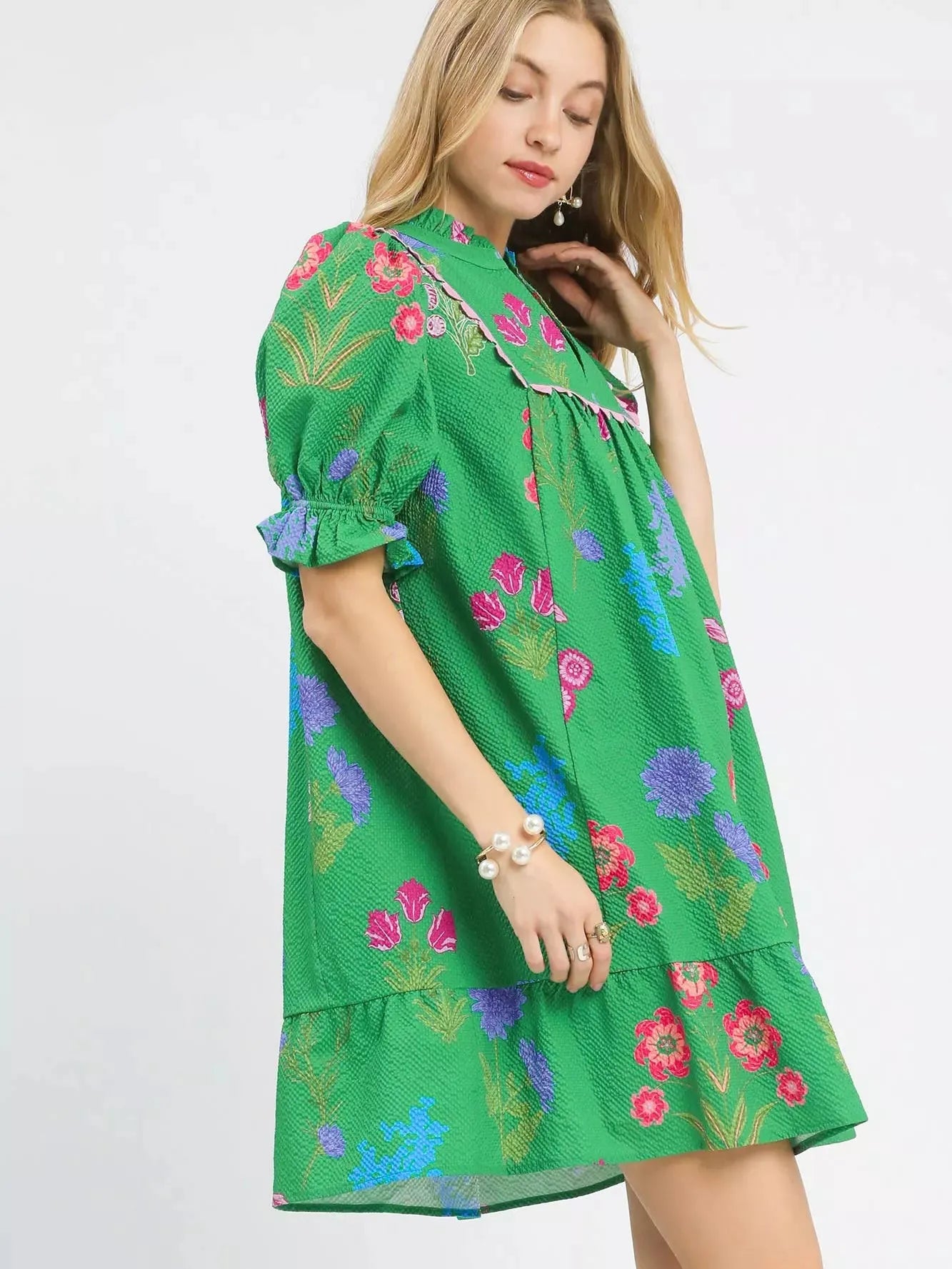 Umgee Island in Bloom Floral Print V-Neck Dress-Women's Dresses-Shop Z & Joxa