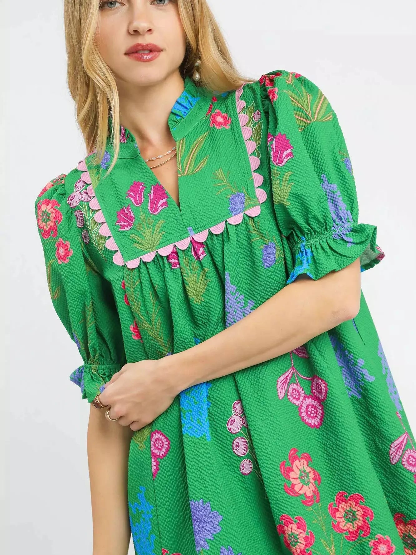 Umgee Island in Bloom Floral Print V-Neck Dress-Women's Dresses-Shop Z & Joxa
