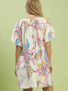 Umgee Ivory Prairie Bloom Boho Floral Print Mini Dress-Women's Dresses-Shop Z & Joxa