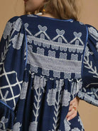 Umgee KnotQuest Tribal Print Mini Dress with Tie Neck-Women's Dresses-Shop Z & Joxa