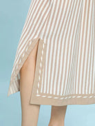 Umgee Latte Breeze Coastal Stripe Midi Dress with Side Slit-Women's Dresses-Shop Z & Joxa