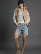 Umgee Latte Luxe Quilted Zip-Up Vest-Women's Shirts & Tops-Shop Z & Joxa