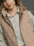 Umgee Latte Luxe Quilted Zip-Up Vest-Women's Shirts & Tops-Shop Z & Joxa