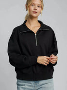 Umgee Lazy Day Luxe Half Zip Drop Shoulder Sweatshirt-Women's Shirts & Tops-Shop Z & Joxa
