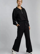 Umgee Lazy Day Luxe Half Zip Drop Shoulder Sweatshirt-Women's Shirts & Tops-Shop Z & Joxa