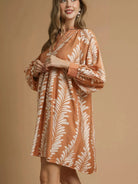 Umgee Leaf Me Smiling Print Mini Babydoll Dress-Women's Dresses-Shop Z & Joxa