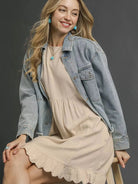 Umgee Linen Loveliness Ruffle Hem Babydoll Dress-Women's Dresses-Shop Z & Joxa