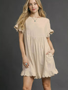 Umgee Linen Loveliness Ruffle Hem Babydoll Dress-Women's Dresses-Shop Z & Joxa