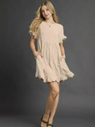 Umgee Linen Loveliness Ruffle Hem Babydoll Dress-Women's Dresses-Shop Z & Joxa