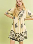 Umgee Mandala Me Pretty Paisley Print Babydoll Dress In Ivory-Women's Dresses-Shop Z & Joxa