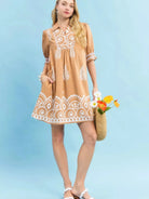 Umgee Mandala Me Pretty Paisley Print Babydoll Dress In Latte-Women's Dresses-Shop Z & Joxa