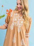 Umgee Mandala Me Pretty Paisley Print Babydoll Dress In Latte-Women's Dresses-Shop Z & Joxa