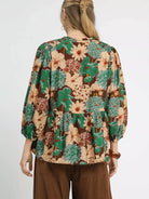 Umgee Meadow Muse Floral Peplum Blouse with Tie Neck-Women's Shirts & Tops-Shop Z & Joxa