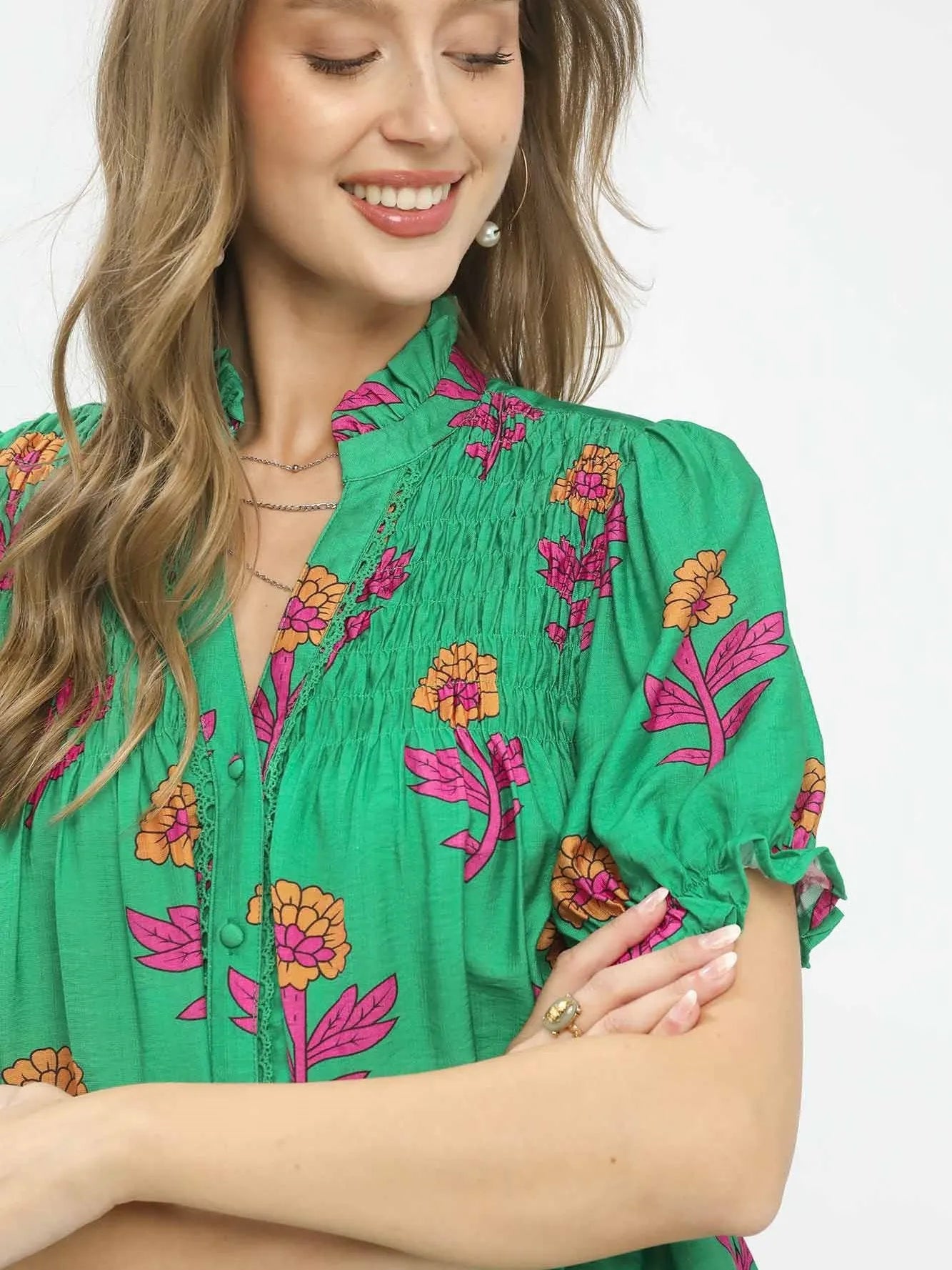 Umgee Meadow Muse Floral Print Babydoll Dress-Women's Dresses-Shop Z & Joxa