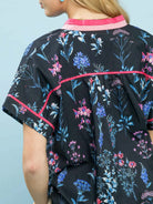 Umgee Midnight Botanica Floral Button Up Short Sleeve Top-Women's Shirts & Tops-Shop Z & Joxa