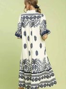 Umgee Midnight Garden Print Midi Dress with Puff Sleeves-Women's Dresses-Shop Z & Joxa