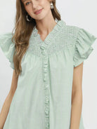 Umgee Mint Condition Smocked Yoke Ruffle Dress-Women's Dresses-Shop Z & Joxa