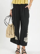 Umgee Moonflower Linen Embroidered Wide-Leg Boho Pants-Women's Pants-Shop Z & Joxa