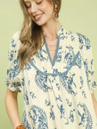 Umgee Moonlit Paisley Scallop Trim Tiered Mini Dress-Women's Dresses-Shop Z & Joxa